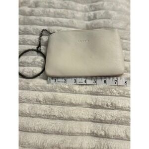 SHRRIE Ivory Faux Leather Wristlet‎ Pouch Clutch with Ring Handle